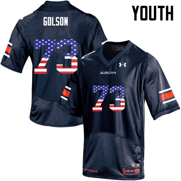 Auburn Tigers Youth Austin Golson #73 Navy Under Armour Stitched College USA Flag Fashion NCAA Authentic Football Jersey LBB2874MT